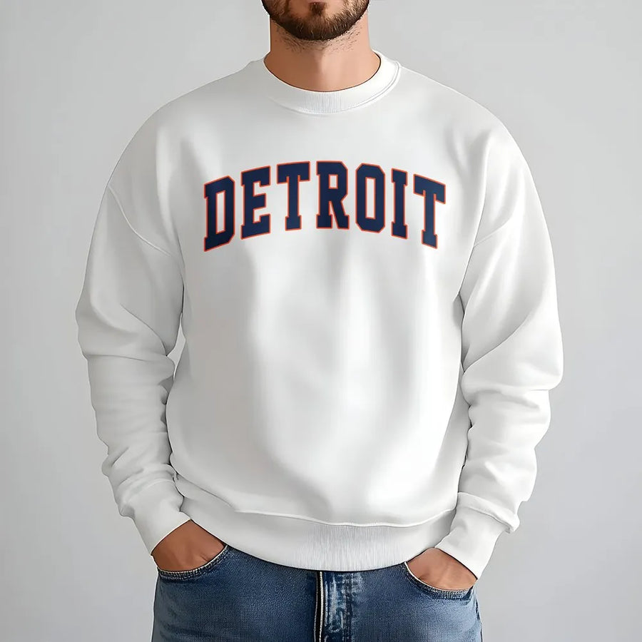 Vintage Detroit Sweatshirt | Retro Collegiate Arch Logo Crewneck | Premium Soft Cotton | Detroit Pride Gift for Men and Women