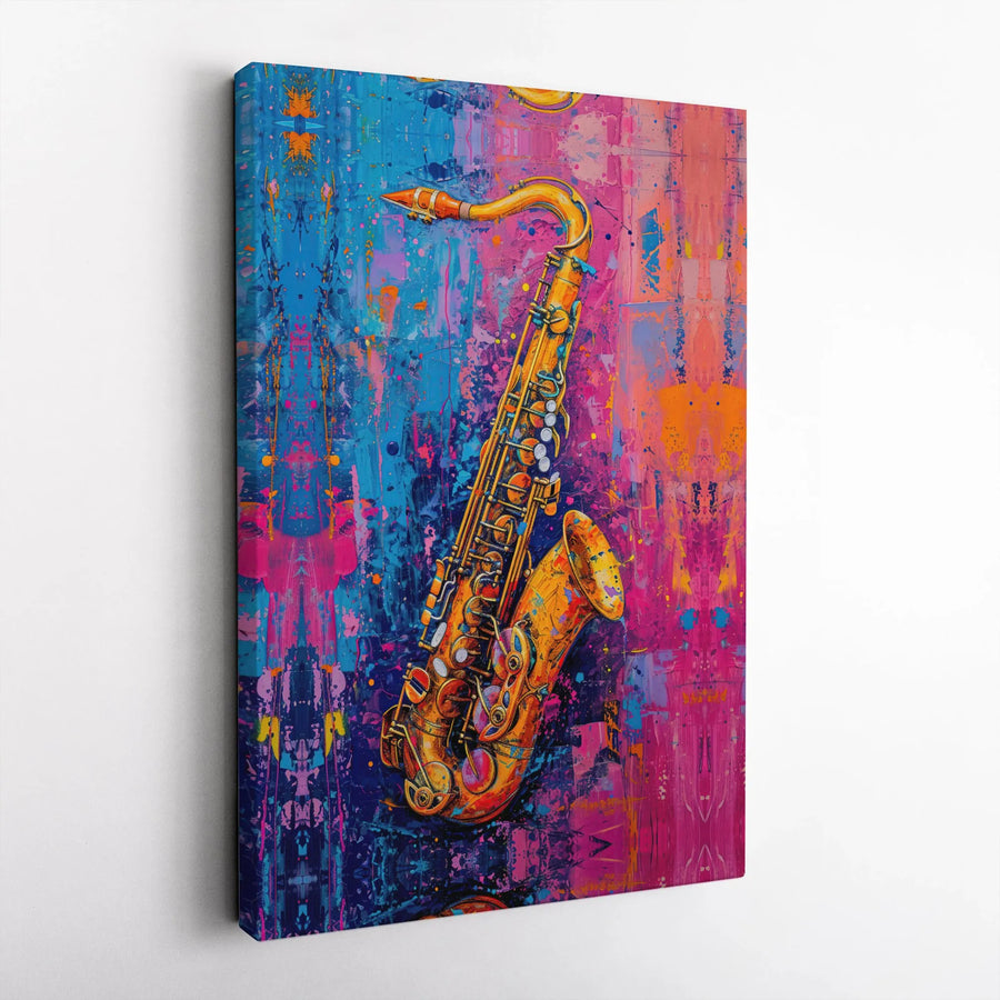 Colorful Saxophone Canvas Print | Abstract Jazz Music Wall Art | Premium 1.25-inch Gallery Wrap | Musician Gift & Home Decor