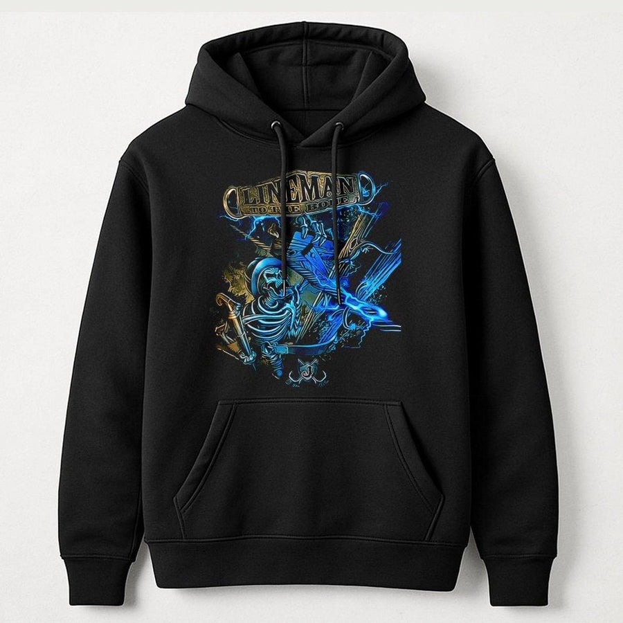 Lineman Hoodie | To The Bone Skeleton Graphic Design | Premium Cotton Blend | Electrician Gift For Him And Her