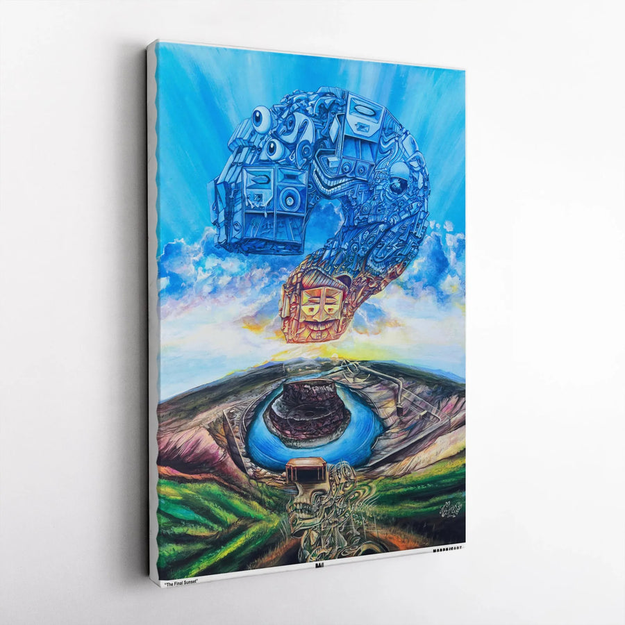 Surreal Biomechanical Art Canvas | The Final Sunset Question Mark Print | Premium Gallery Wrap Wall Decor | Unique Abstract Gift for Art Collectors