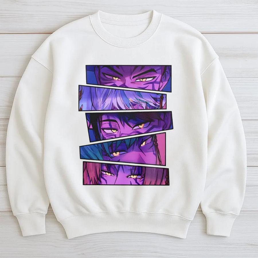 Anime Eye Aesthetic Sweatshirt | Demon Hunter Manga Character Art | Premium Cotton Blend Crewneck | Unique Otaku Gift for Fans
