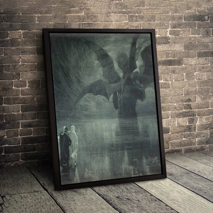Gustave Dore Dante Inferno Lucifer Canvas | Classic Literature Wall Art | Premium Gallery-Wrapped Print | Dark Academia Home Decor Gift