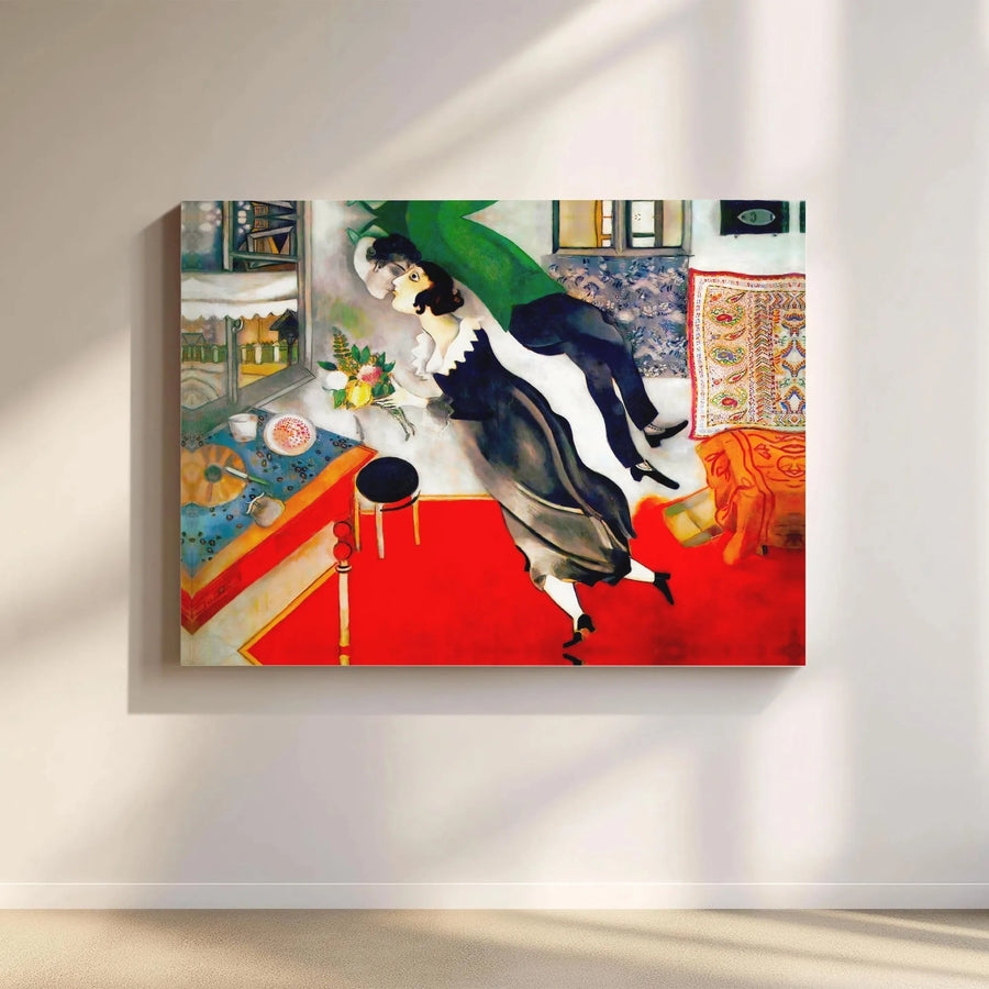 Marc Chagall Birthday Canvas Wall Art | L'Anniversaire Famous Painting Print | 1.25" Gallery Wrap Premium Decor | Romantic Art Gift for Home Office