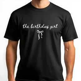 Birthday Girl T-Shirt | Coquette Aesthetic Bow Graphic | Premium Cotton Blend | Birthday Party Gift for Women, Cute Bday Outfit