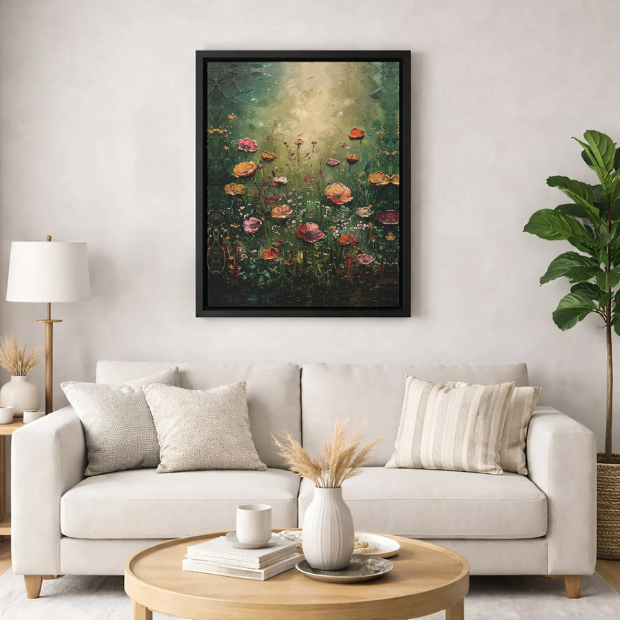 Wildflower Meadow Canvas Art | Textured Impasto Botanical Print | Premium Gallery-Wrapped Wall Decor | Nature-Inspired Home Gift
