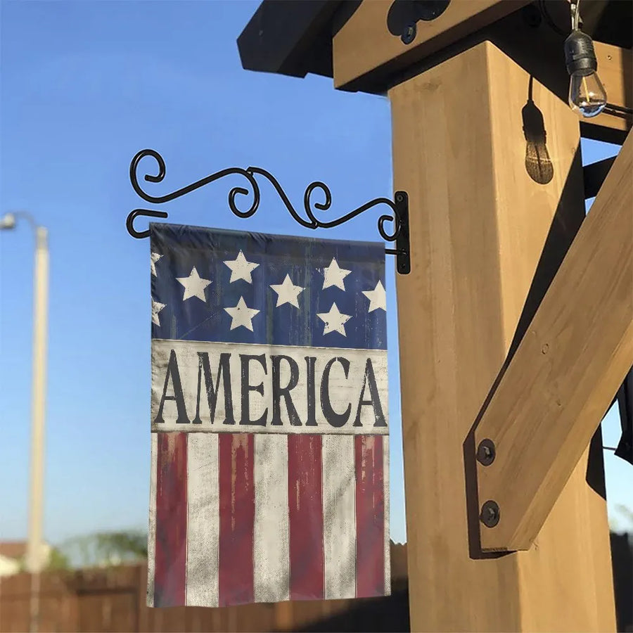 Patriotic America Garden Flag | Rustic Distressed Stars and Stripes Vintage Design | Double-Sided Durable 100% Polyester | Premium Outdoor Yard Decor & 4th of July Gift