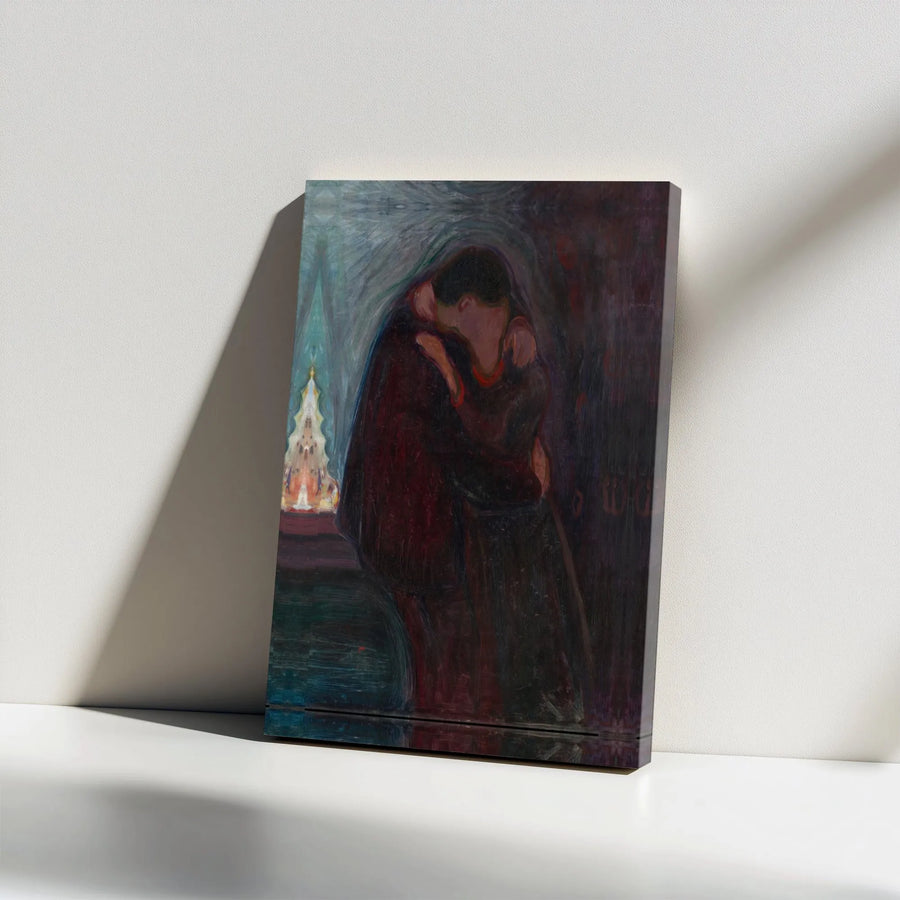 The Kiss Edvard Munch Canvas Print | Famous Expressionist Art Wall Decor | Gallery Wrapped Premium Quality | Romantic Bedroom Living Room Gift