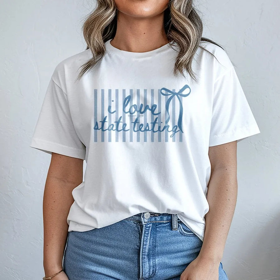 Funny Teacher Testing Shirt | Sarcastic Standardized Test Humor Graphic | Premium Cotton Tee | End of School Year Gift for Teachers