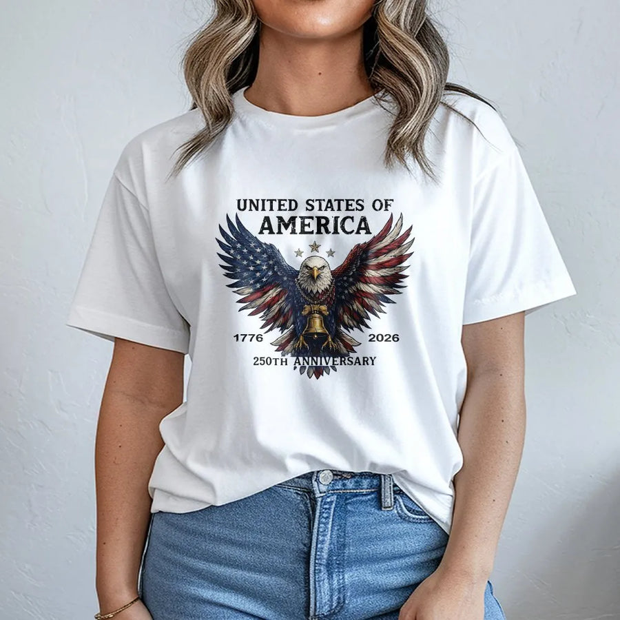 America 250th Anniversary T-Shirt | Patriotic Eagle Flag Graphic | Premium Cotton Tee | 4th of July Independence Day Gift