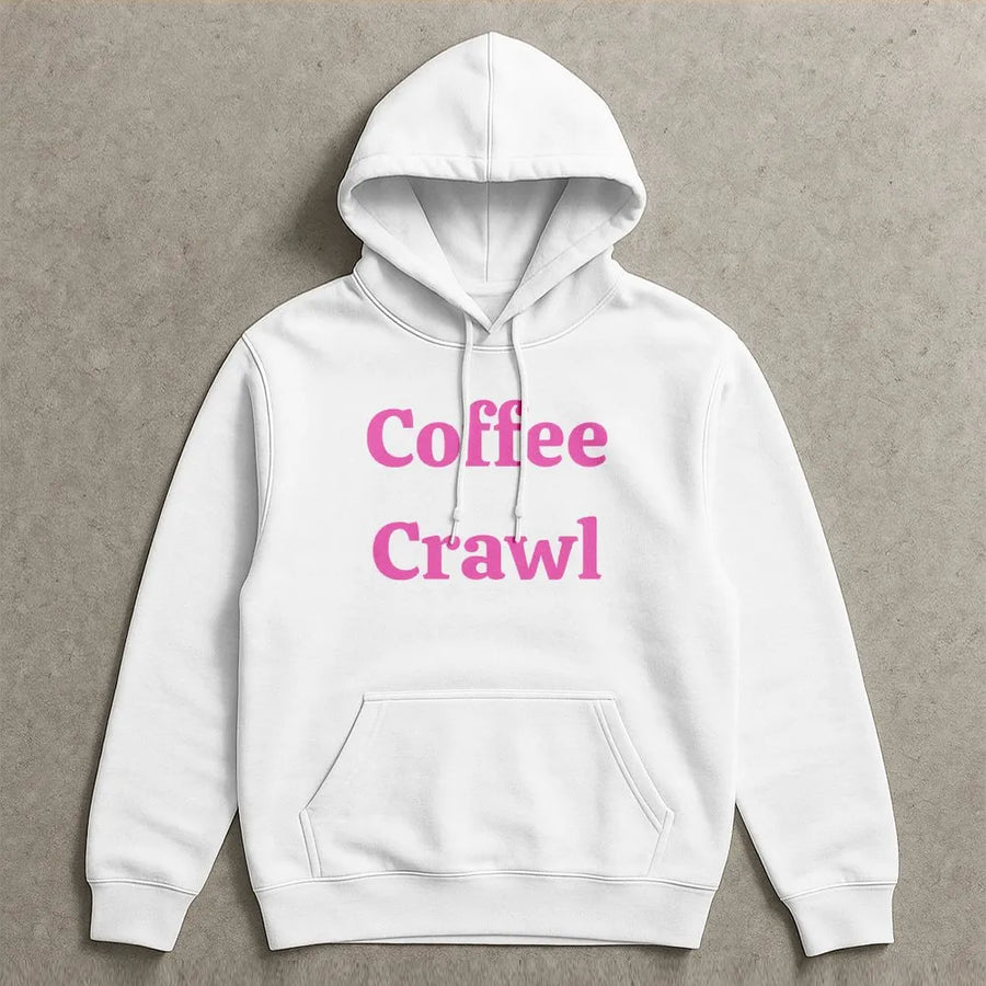 Coffee Crawl Hoodie | Minimalist Graphic Pullover | Soft Cotton Blend | Cute Coffee Lover Gift for Her