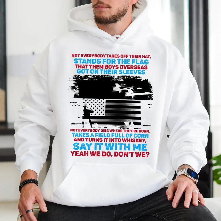 Country Music Patriotic Hoodie | USA Flag Military Pride Graphic | Soft Cotton-Blend Unisex Pullover | Americana Gift for Country Fans