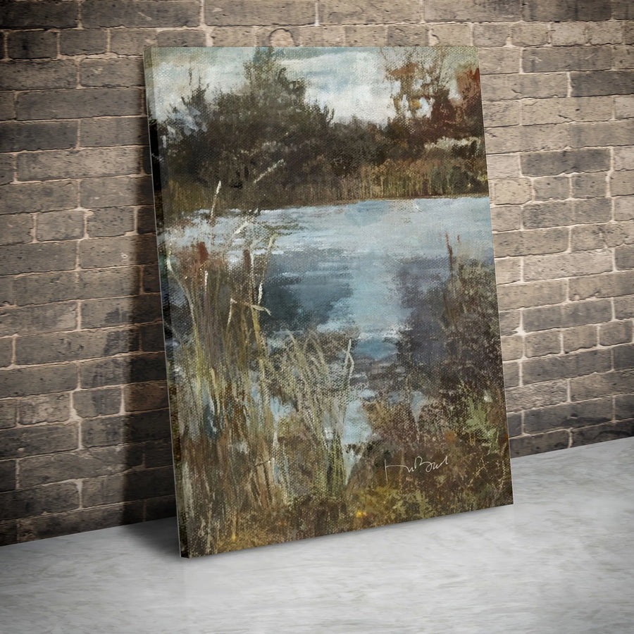 Impressionist Marshland Canvas Wall Art | Serene Landscape Oil Painting Style | Premium 1.25 Inch Gallery Wrap | Peaceful Home Decor Gift