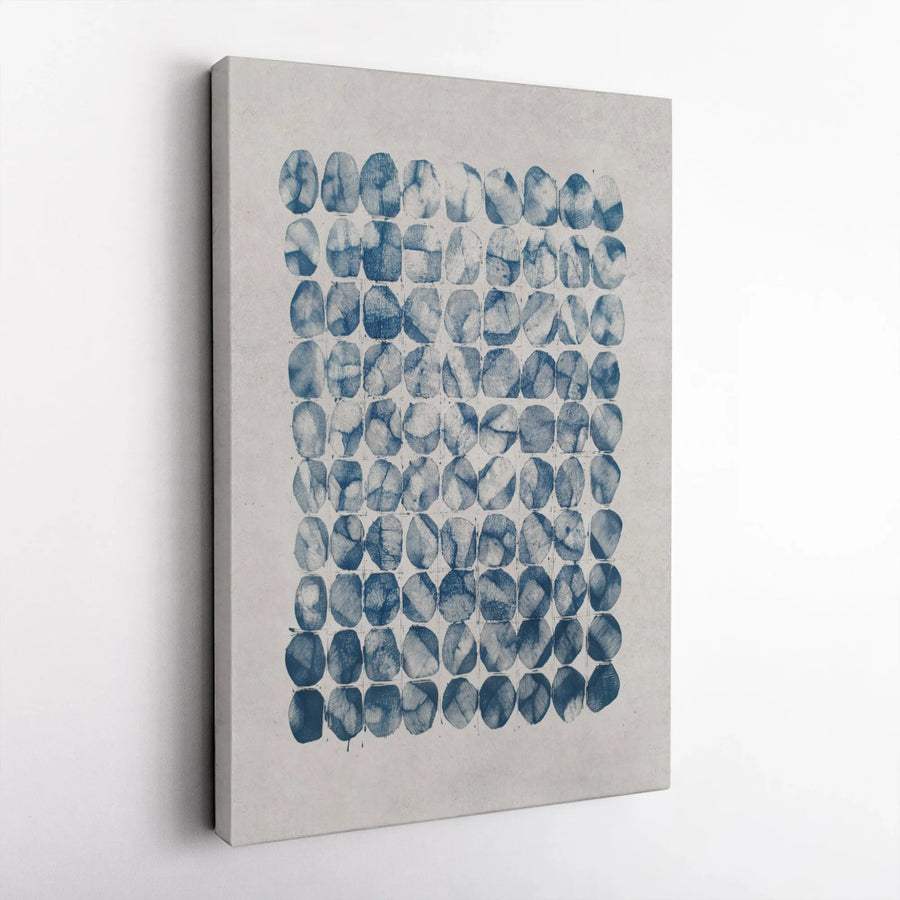 Abstract Blue Geometric Canvas Art | Minimalist Navy Grid Print | Premium Gallery Wrapped Wall Decor | Modern Home Office Wall Hanging