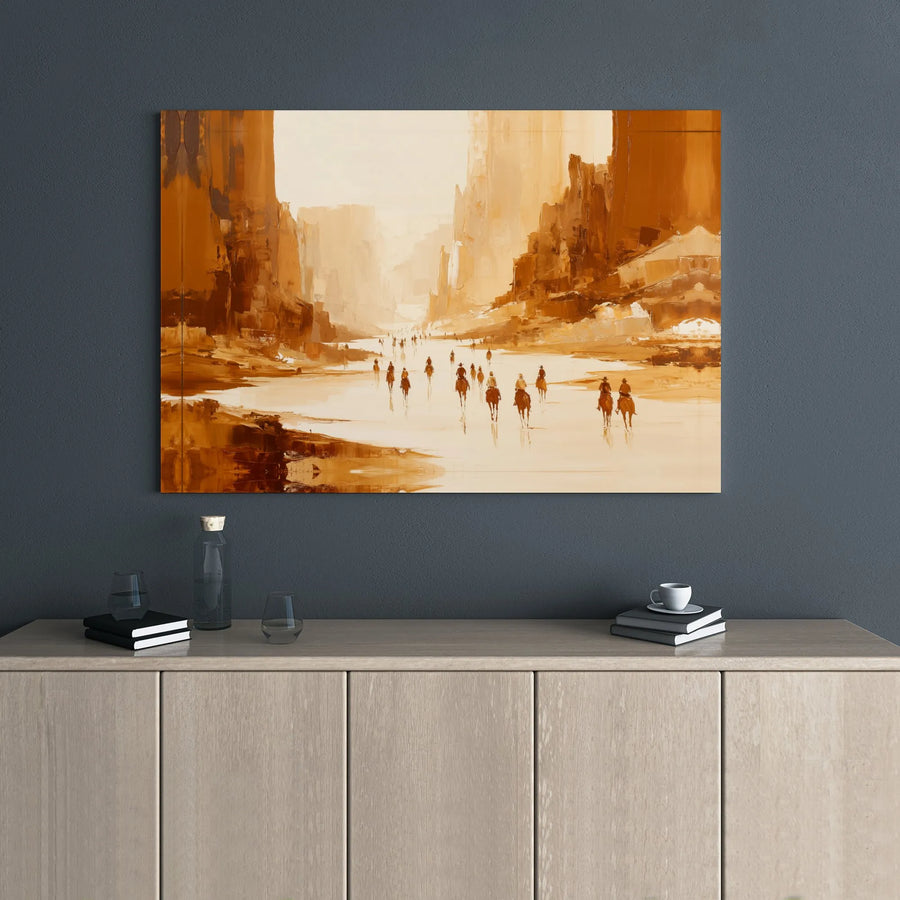 Western Canyon Canvas Wall Art | Abstract Cowboy Desert Landscape | Premium Gallery Wrap Print | Southwestern Home Decor Gift