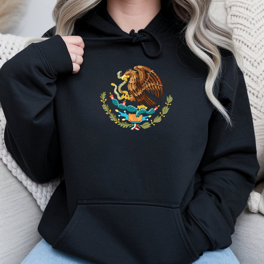 Mexico Coat of Arms Hoodie | Authentic Mexican Eagle Emblem Design | Premium Cotton Blend | Gift for Mexican Heritage and Culture Lovers