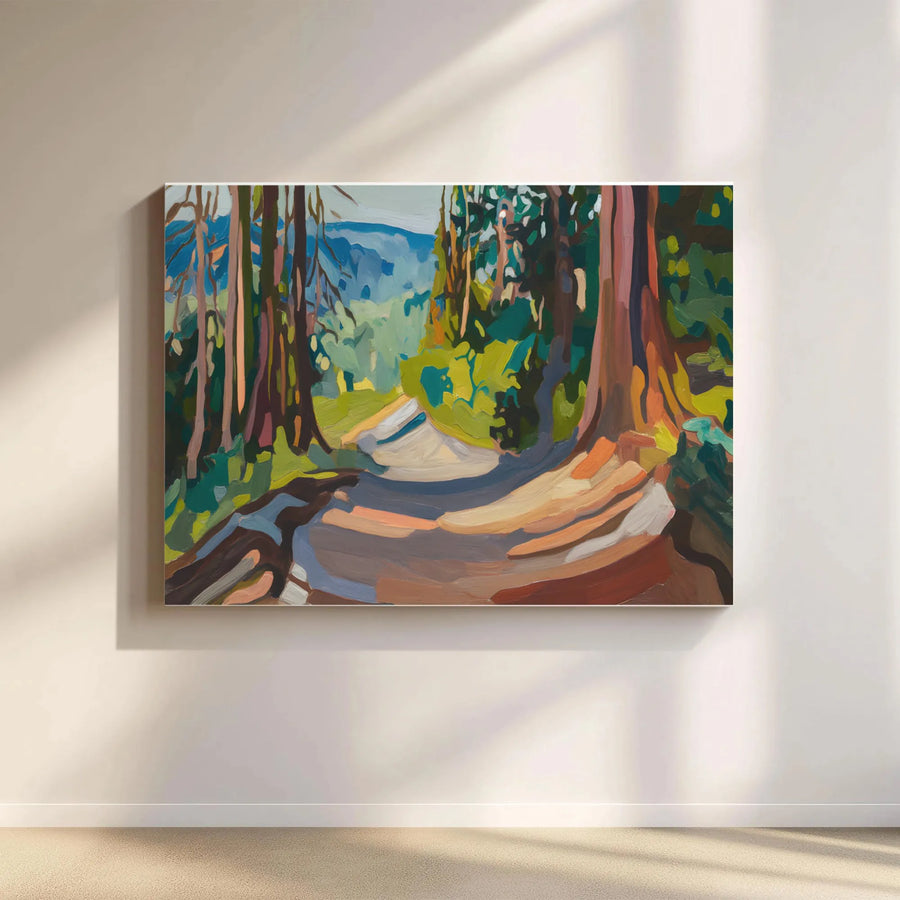 Forest Landscape Canvas Print | Sunlit Woodland Path Wall Art | Premium Gallery-Wrapped 1.25" Profile | Nature Home Decor Gift