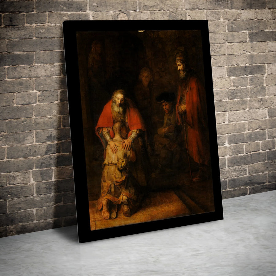 Return of the Prodigal Son Canvas Art | Rembrandt Biblical Masterpiece Print | Premium Framed Wall Decor | Christian Home Decor Collector's Gift