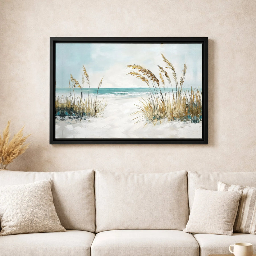 Coastal Beach Path Canvas Art | Impressionist Sea Oats Landscape | 1.25" Premium Gallery Wrap | Serene Ocean Wall Decor for Home