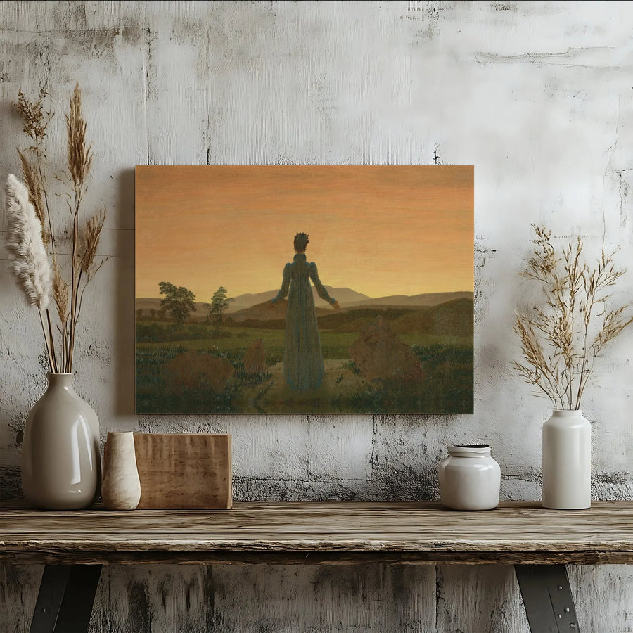 Woman Before The Rising Sun Canvas | Caspar David Friedrich Romanticism Art | 1.25 Inch Gallery Wrap | Classic Fine Art Home Decor