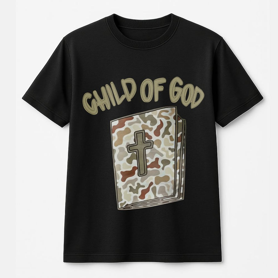 Child Of God T-Shirt | Camo Bible Graphic Faith Tee | Premium 100% Cotton | Christian Gift For Men And Women