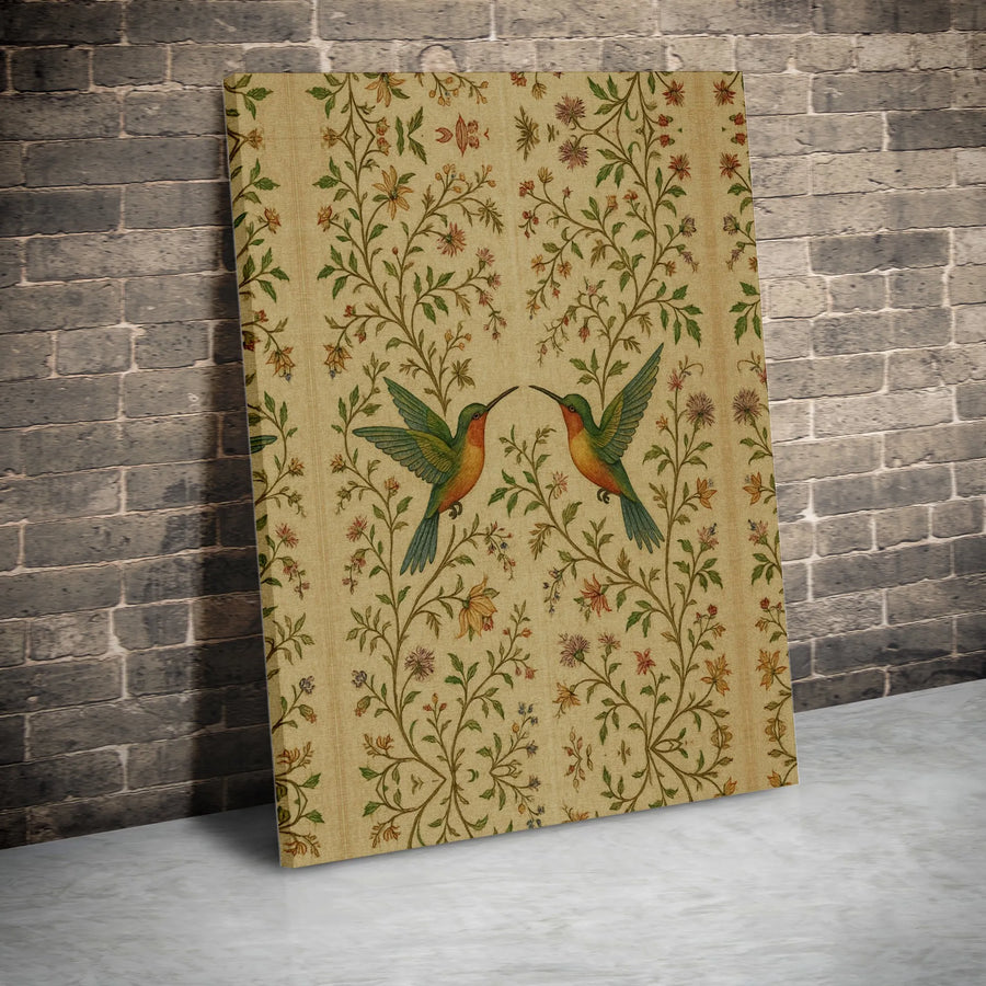Hummingbird Wall Art | Vintage Floral Vine Botanical Print | Gallery-Quality 1.25" Thick Canvas | Elegant Nature Home Decor Gift