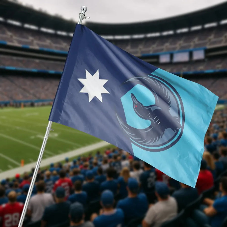 Minnesota Loon House Flag | Modern State Flag Redesign with North Star | Premium Double Sided Polyester | Outdoor Yard & Porch Decor Gift