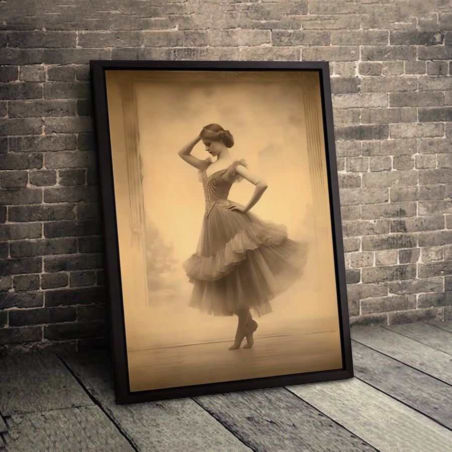 Vintage Ballerina Wall Art | Sepia Tone Dancer Portrait | 1.25 Inch Premium Gallery Canvas | Elegant Home Decor Gift