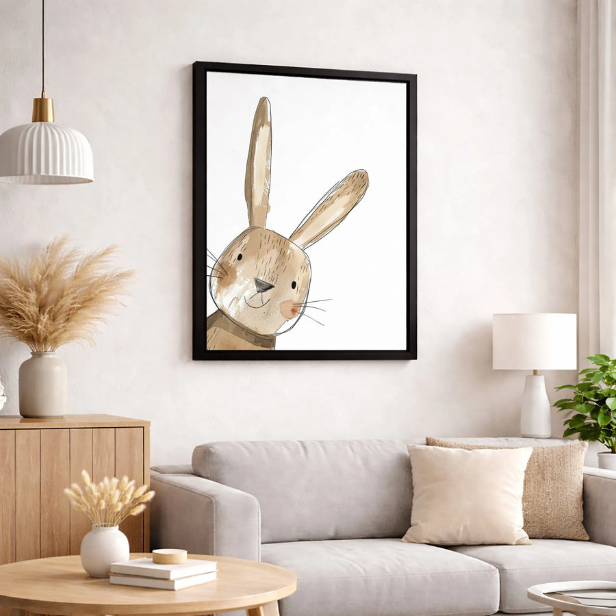 Watercolor Bunny Canvas Print | Cute Rabbit Nursery Wall Art | Premium Fade-Resistant Gallery Wrap | Modern Home Decor Gift