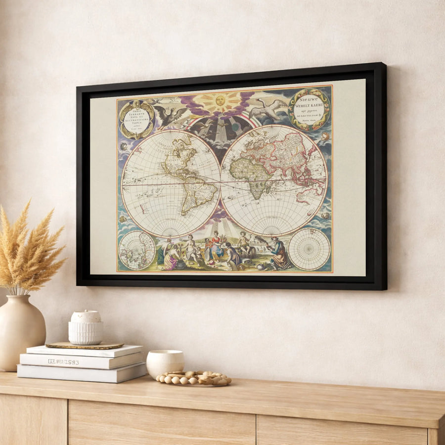 Vintage World Map Canvas Art | Orbis Terrarum Antique Cartography Print | Premium Gallery-Wrapped Wall Decor | Gift for Historians & Travelers