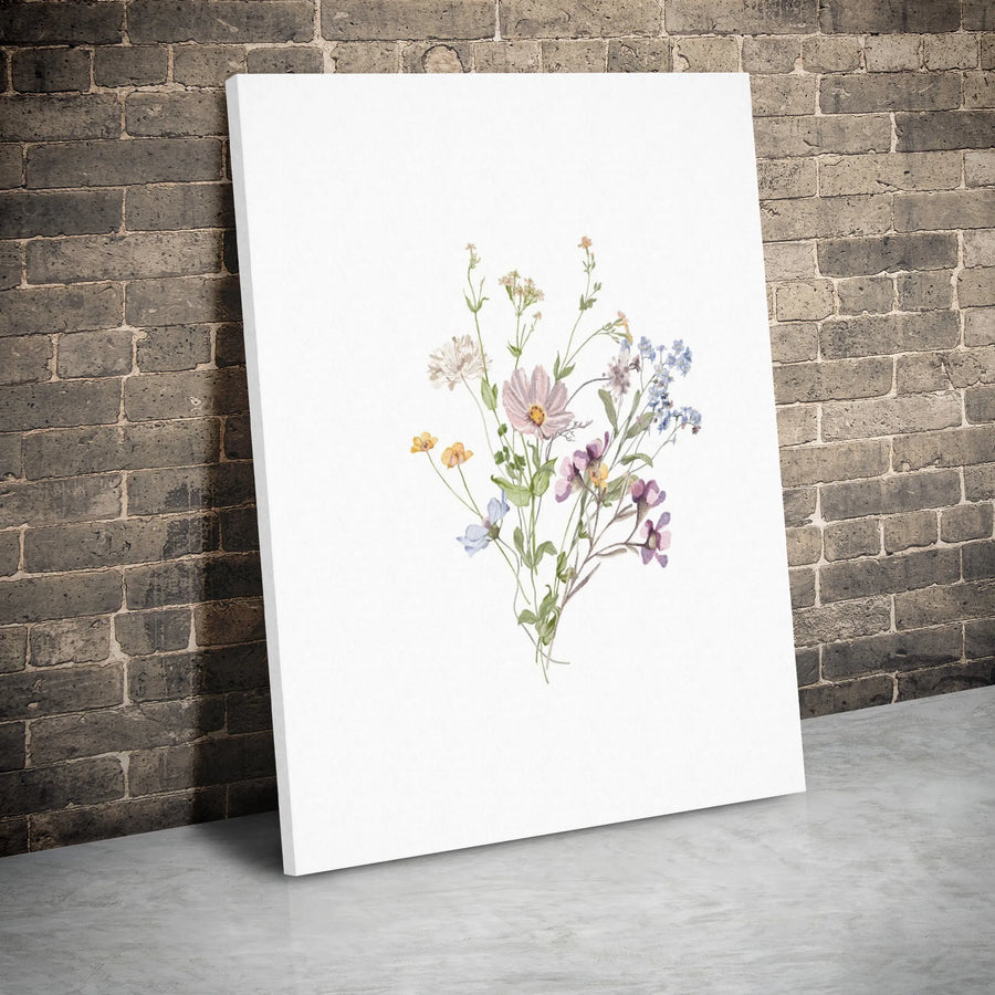 Watercolor Wildflower Bouquet Canvas Art | Botanical Gallery Wrap | Premium Fade-Resistant Print | Minimalist Floral Home Office Wall Decor Gift