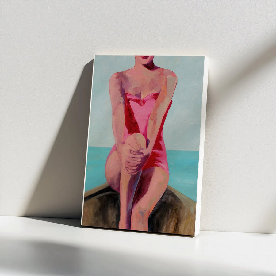 Figurative Woman Painting Vertical Canvas | Modern Impressionist Style Wall Art | Premium 1.25" Thick Profile Print | Collector's Home Decor