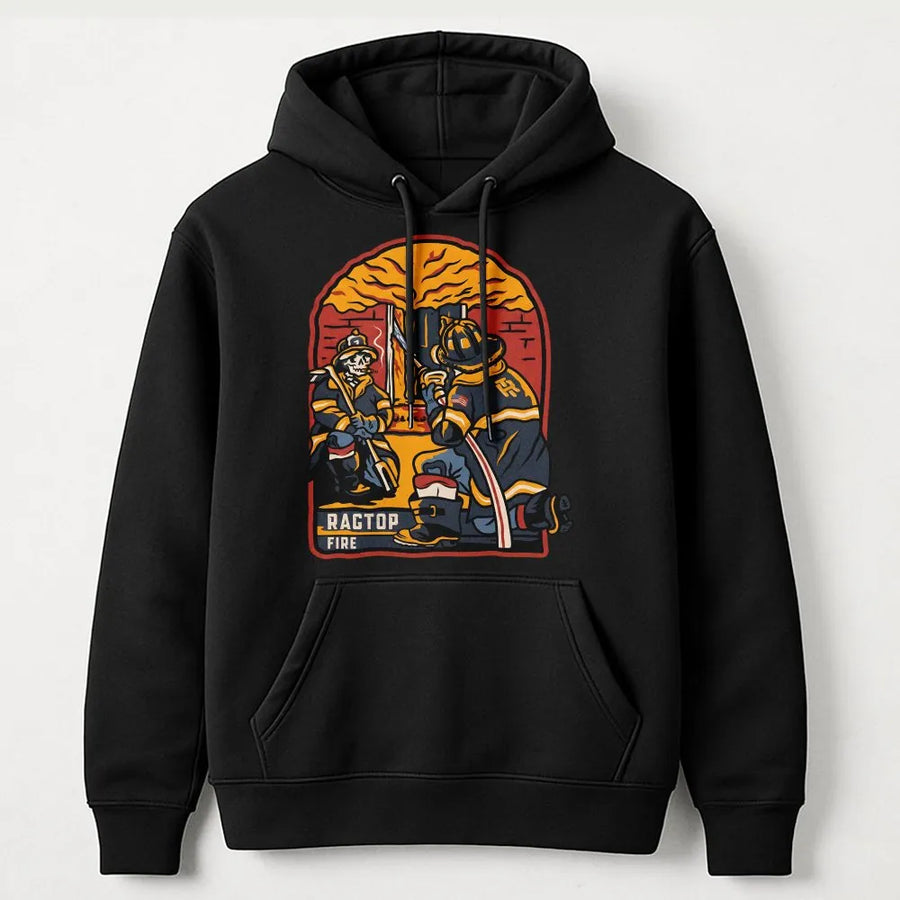 Firefighter Hoodie | Vintage Rescue Graphic Design | Cotton-Blend Premium Quality | Gift for Fireman and Firewoman First Responders
