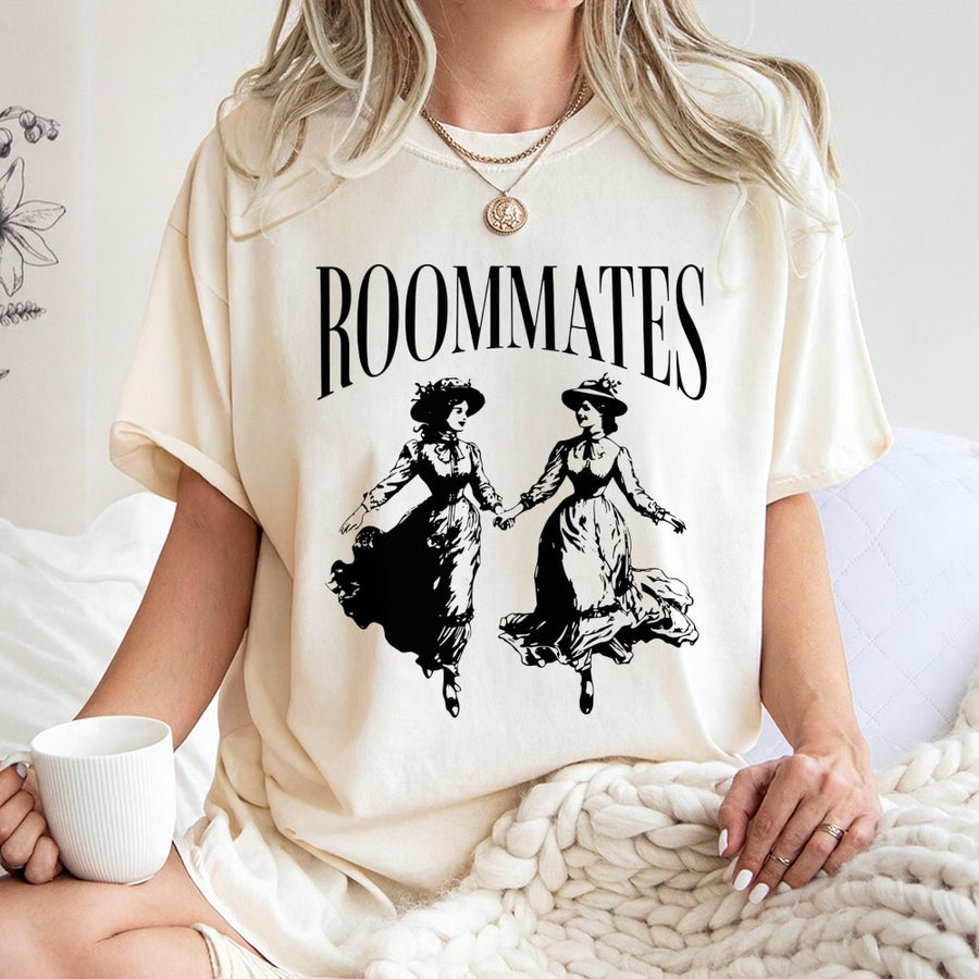 Roommates Lesbian T-Shirt | Victorian Vintage Graphic Art | 100% Cotton Premium Tee | Pride Month Apparel Gift For Women