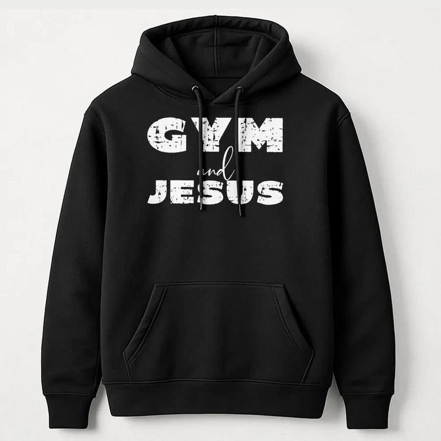 Gym and Jesus Hoodie | Distressed Christian Workout Design | Premium Cotton Blend | Inspirational Faith Gift for Women and Men