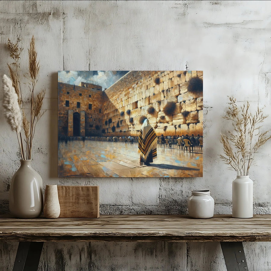 Western Wall Canvas Print | Jewish Prayer at The Kotel Painting | Premium Gallery Wrapped Canvas | Judaica Home Decor Gift
