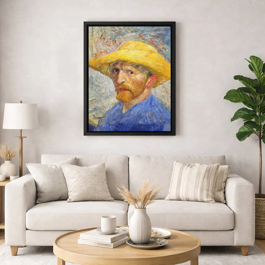 Vincent Van Gogh Self-Portrait With Straw Hat Canvas Print | Impressionist Masterpiece Wall Art | Premium Fade-Resistant Gallery Wrap | Gift For Art Lovers