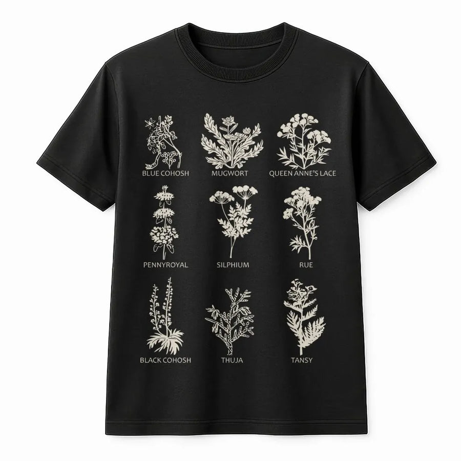 Botanical Herbal Illustration T-Shirt | Vintage Medicinal Plant Print | Soft Premium Cotton Tee | Pro Choice Reproductive Rights Gift for Her