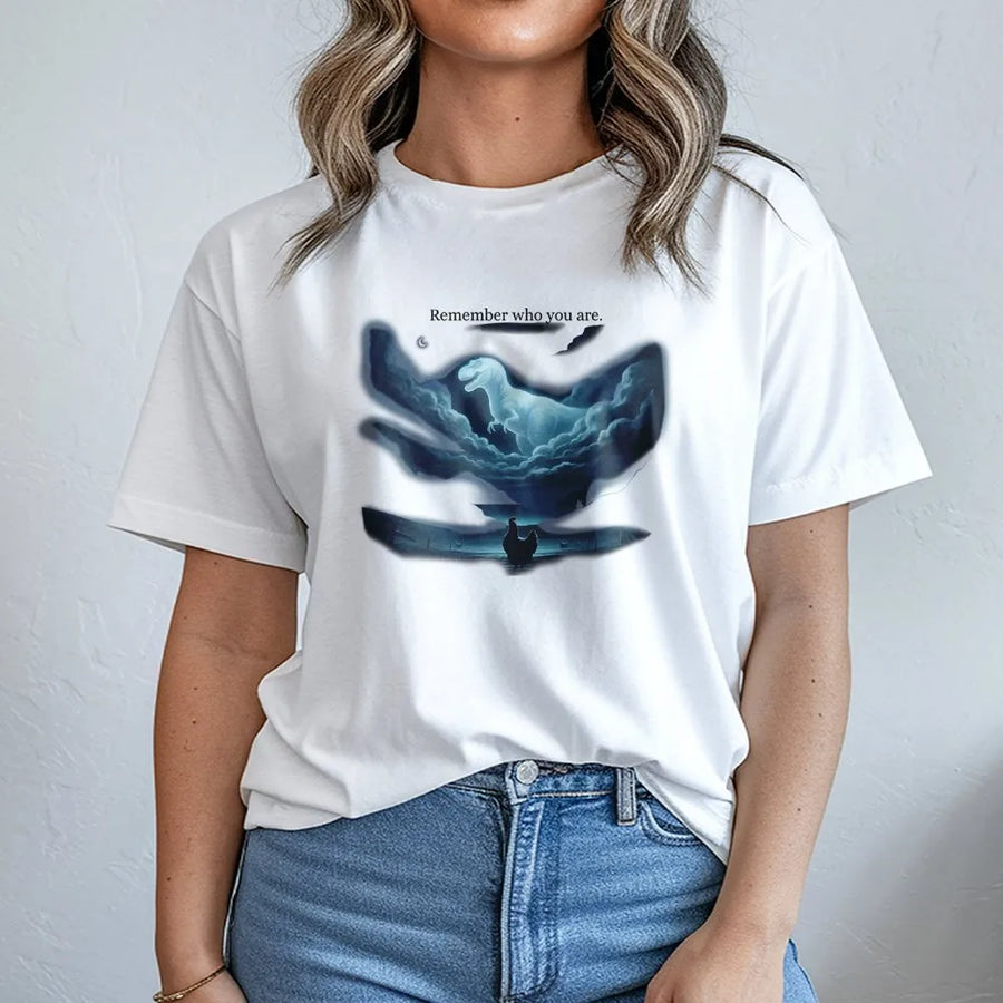 Chicken Dinosaur T-Shirt | Remember Who You Are Evolution Meme | Soft Premium Cotton Tee | Funny Gift For Paleontology Lovers