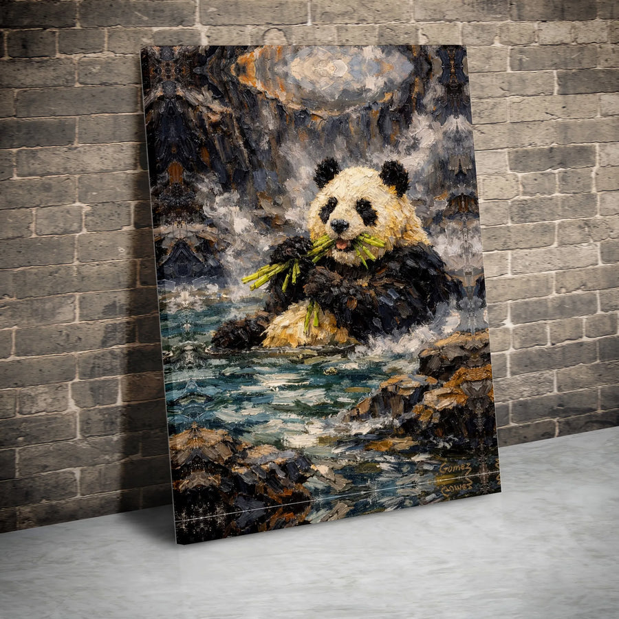 Panda Bear Canvas Wall Art | Textured Impressionist Painting Print | Premium Wildlife Artwork | Collector's Gift for Animal Lover