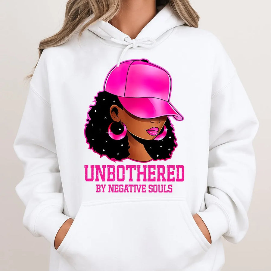 Afro Queen Unbothered Hoodie | 'By Negative Souls' Graphic | Premium 100% Cotton Tee | Gift for Sassy Black Women