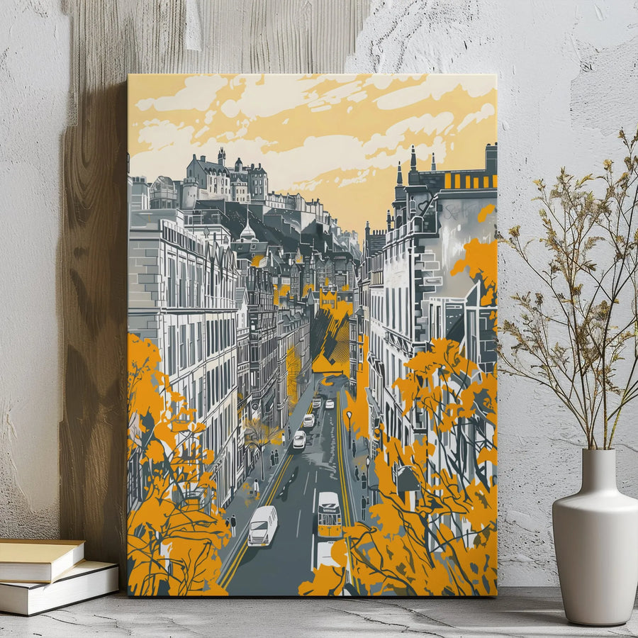 Edinburgh Cityscape Canvas Print | Vintage Scotland Castle Wall Art | Gallery Wrapped Premium Decor | Gift for Travel Lovers