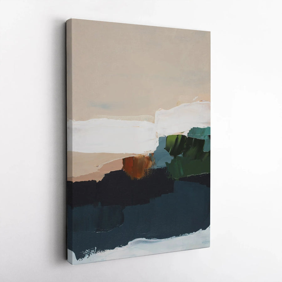 Abstract Coastal Canvas Wall Art | Modern Minimalist Brushstroke Print | Gallery Wrapped 1.25" Thick Canvas | Living Room Decor & Housewarming Gift