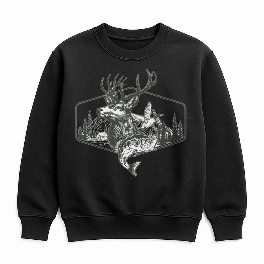 Deer Hunting Sweatshirt | Wildlife Nature Graphic Design | Premium Cotton Blend | Gift For Hunter And Outdoorsman