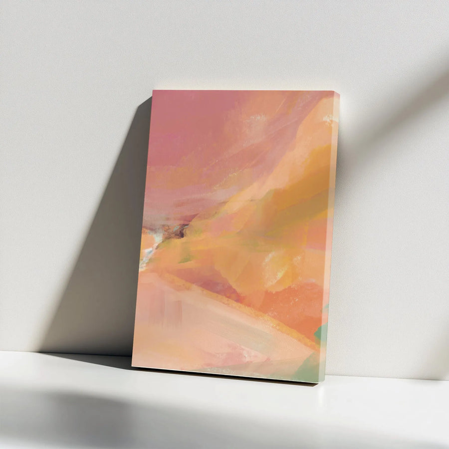 Abstract Vertical Canvas Print | Modern Painting in Peach & Coral Tones | Premium 1.25" Gallery Wrap | Living Room Wall Art & Office Decor Gift