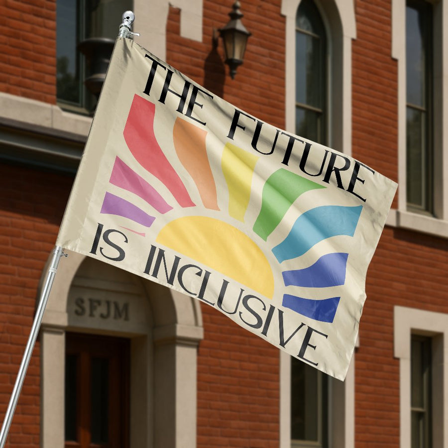 The Future Is Inclusive House Flag | Rainbow Sun Graphic Garden Decor | UV-Resistant Premium Polyester | Pride Home and Yard Decoration