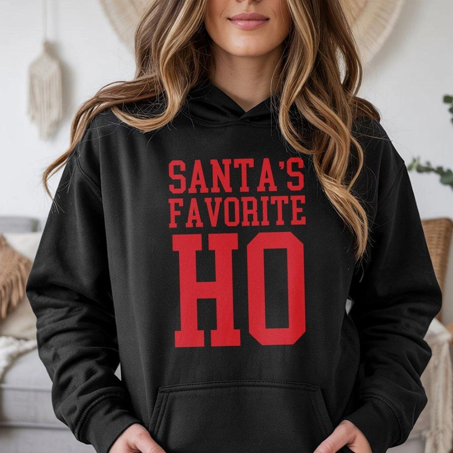 Santa's Favorite Ho Hoodie | Funny Christmas Party Sweatshirt | Premium Cotton-Blend Graphic Pullover | Naughty Holiday Gift For Adults