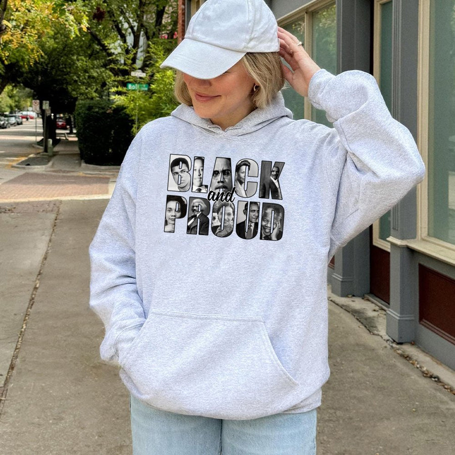 Black And Proud Hoodie | African American Leaders Collage Graphic | Cotton-Blend Premium Apparel | Black History Month Gift For Men And Women