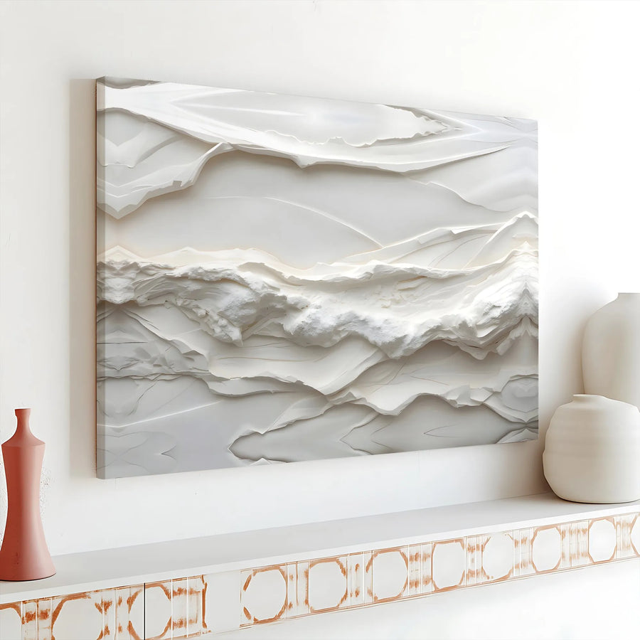 Abstract Textured Canvas Wall Art | 3D Plaster Effect Print | Premium Gallery Wrapped Canvas | Modern Japandi Home Decor