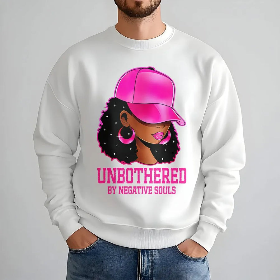 Afro Queen Unbothered Sweatshirt | 'By Negative Souls' Graphic | Premium 100% Cotton Tee | Gift for Sassy Black Women