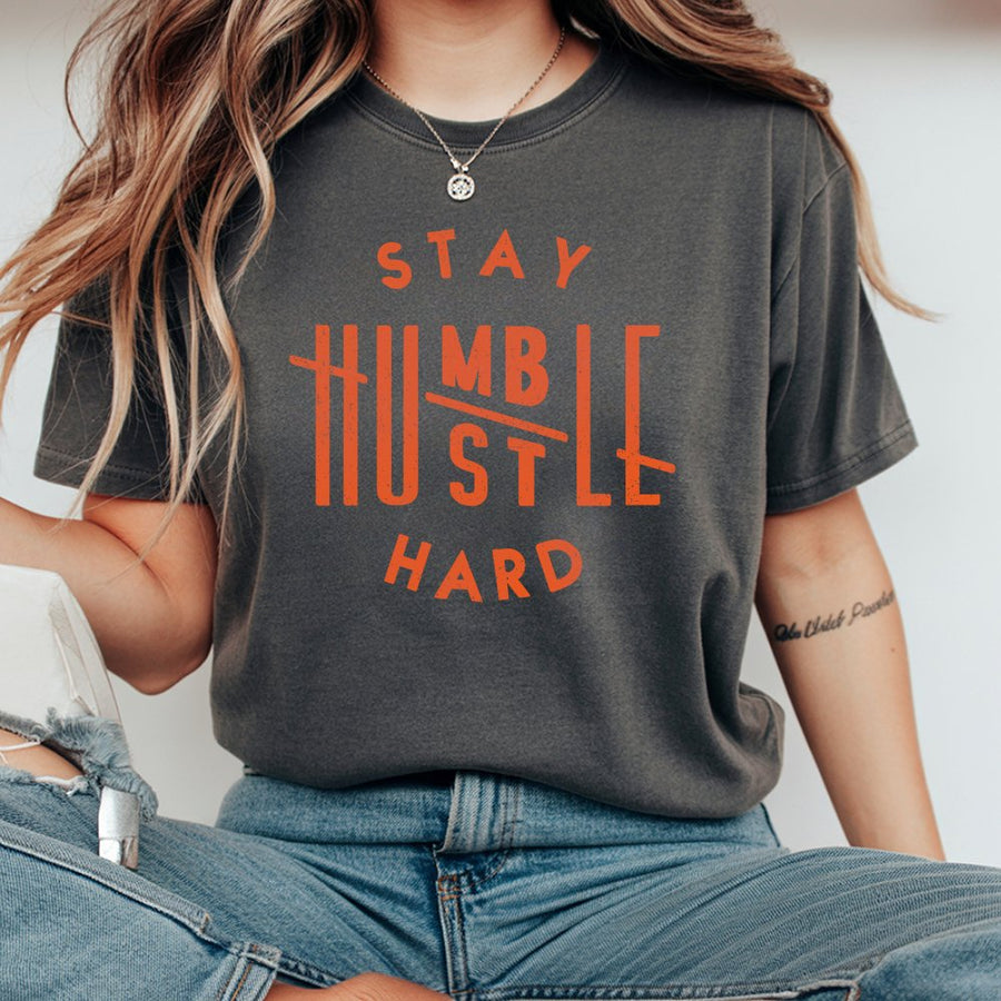 Stay Humble Hustle Hard T-Shirt | Motivational Graphic Quote Tee | 100% Cotton Premium Quality | Inspirational Gift for Entrepreneurs and Hustlers